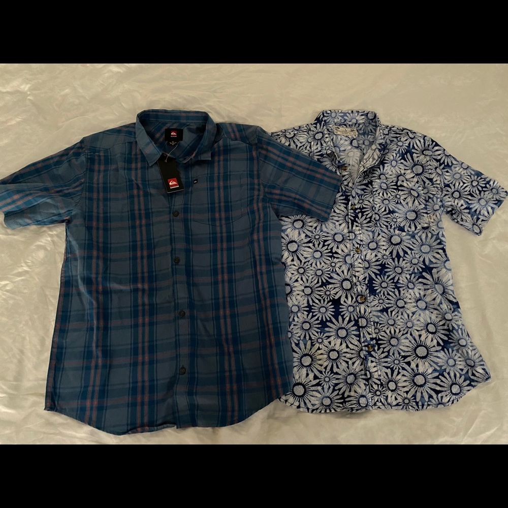 Boys XL short sleeve button down, Quiksilver, Vans